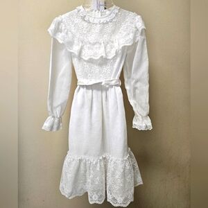 Vintage Polly Flindes Long Sleeve Girls Dress Made In USA Size 8